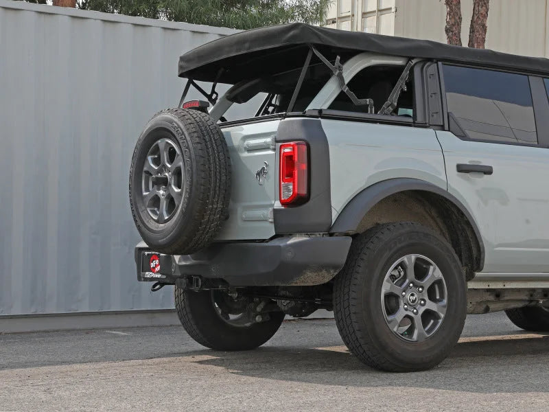 aFe Apollo GT Series 3in 409SS Cat-Back Ford Bronco 2021 L4 2.3L/V6 2.7L - Polished - Side View