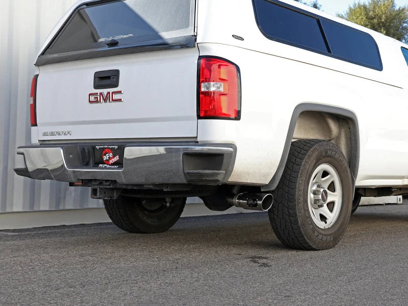 aFe Apollo GT Series 3in 409SS GM Silverado/Sierra 1500 09-18 V6-4.3/V8-4.8/5.3L - Polished - Back View