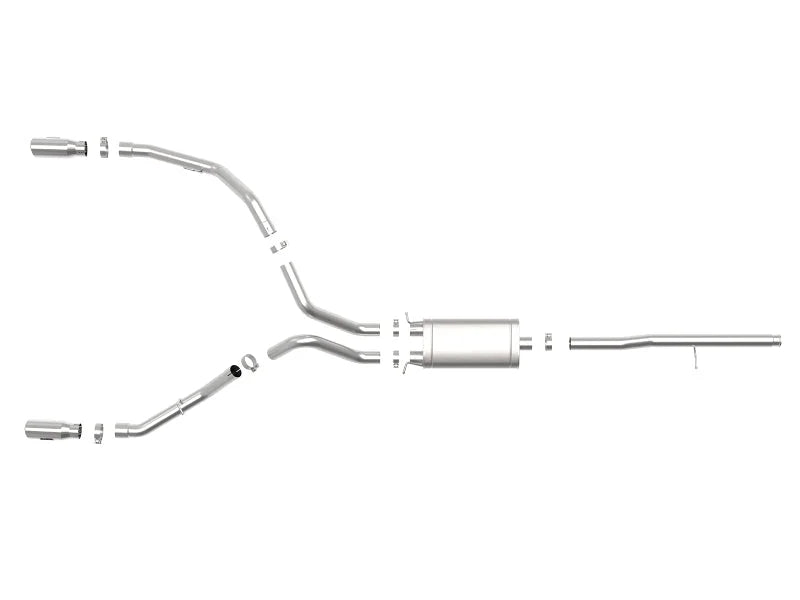 aFe Apollo GT Series 3in 409SS GM Silverado/Sierra 1500 09-19 V6-4.3/V8-4.8/5.3L - Polished - Side View