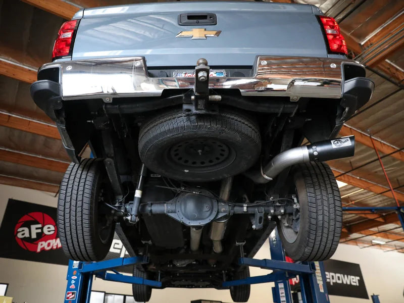 aFe Apollo GT Series 4in 409SS Cat Back Exh System w/Blk Tip 14-18 GM Silverado/Sierra 1500 V8-6.2L - Installation View