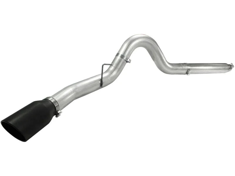 aFe Atlas 5in DPF-Back Aluminized Steel Exh Sys, Ford Diesel Trucks 08-10 V8-6.4L (td) Black tip - Back View