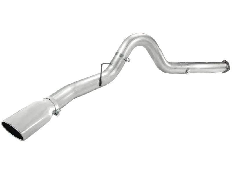 aFe Atlas 5in DPF-Back Aluminized Steel Exh Sys, Ford Diesel Trucks 11-14 v8-6.7L (td) Polished tip - Back View