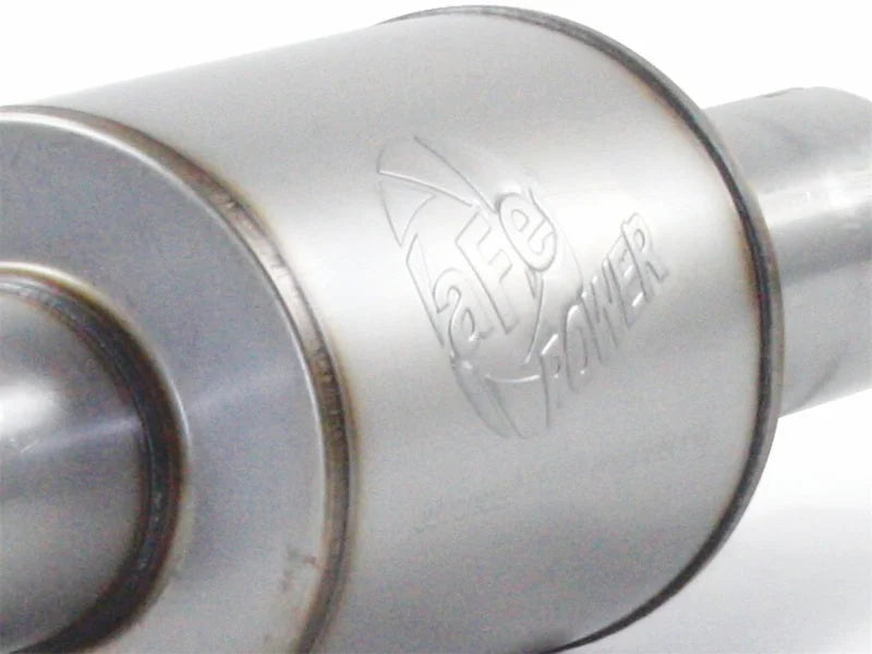 aFe Atlas Exhaust 4in Aluminized Cat-Back w/ 304 SS Black Tip 11-13 Ford F-150 EcoBoost V6 3.5L (tt) - Back View