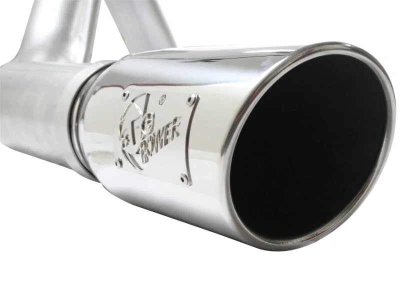aFe Atlas Exhaust 4in Aluminized Cat-Back w/ 304 SS Polished Tip 11-13 Ford F-150 EcoBoost V6 3.5L - Side View