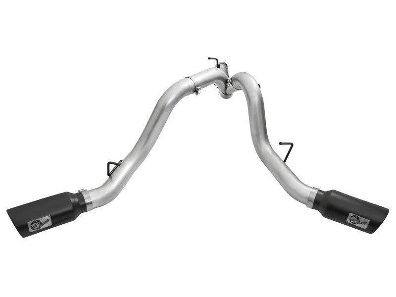 aFe Atlas Exhaust 4in Dual DPF-Back Al Steel w/ Black Tips 16-17 GM Diesel Truck V8-6.6L (td) LML - Installation View
