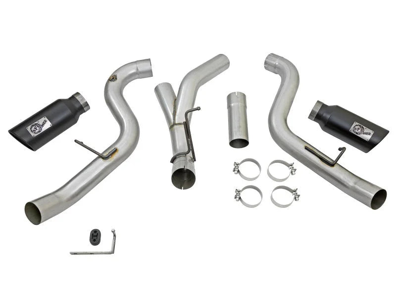 aFe Atlas Exhaust 4in Dual DPF-Back Al Steel w/ Black Tips 16-17 GM Diesel Truck V8-6.6L (td) LML - Additional View 6