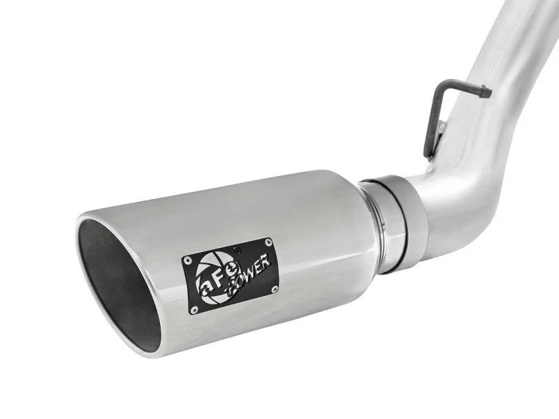 aFe Atlas Exhaust 4in Dual DPF-Back Al Steel w/ Pol Tips 16-17 GM Diesel Truck V8-6.6L (td) LML - Back View