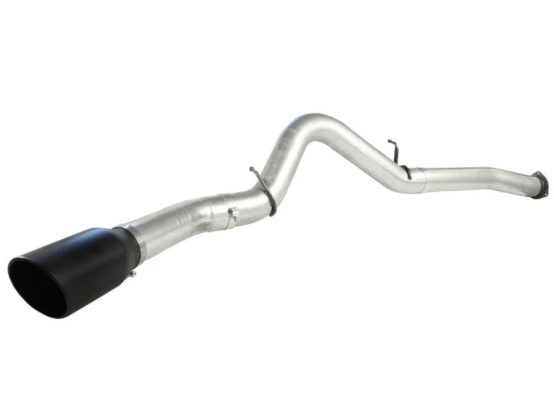 aFe Atlas Exhaust 5in DPF-Back Al Steel 07.5-10 GM Diesel Trucks V8-6.6L (td) LMM (Blk Tip) - Back View