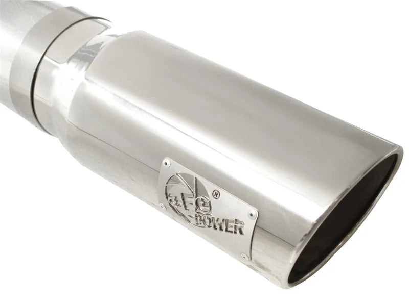 aFe Atlas Exhaust 5in DPF-Back Al Steel 11-13 GM Diesel Trucks V8-6.6L (td) LML (Pol Tip) - Back View