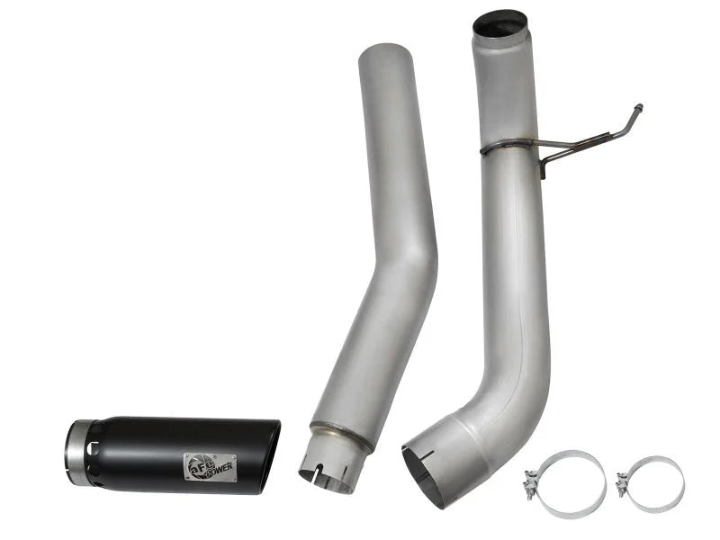 aFe Atlas Exhaust 5in DPF-Back Al Steel 2016 Nissan Titan XD V8-5.0L Black Tip - Side View