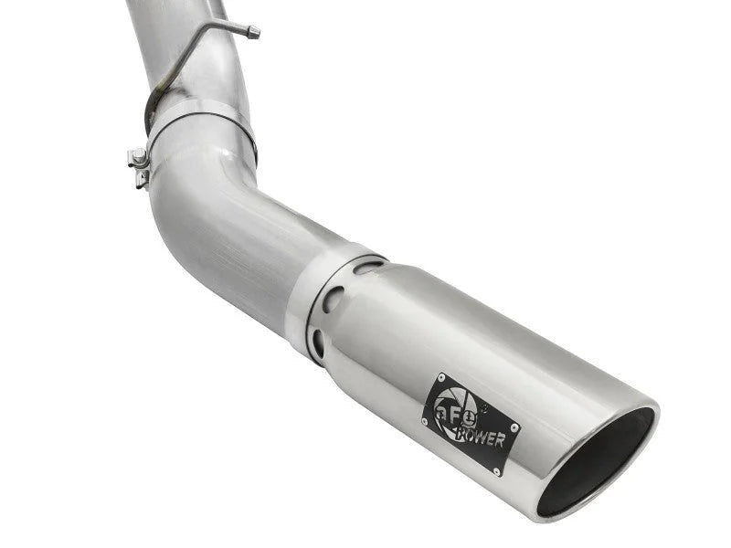aFe Atlas Exhaust 5in DPF-Back Aluminized Steel w/ Polished Tips 16-17 GM Diesel Truck V8-6.6L (td) - Back View