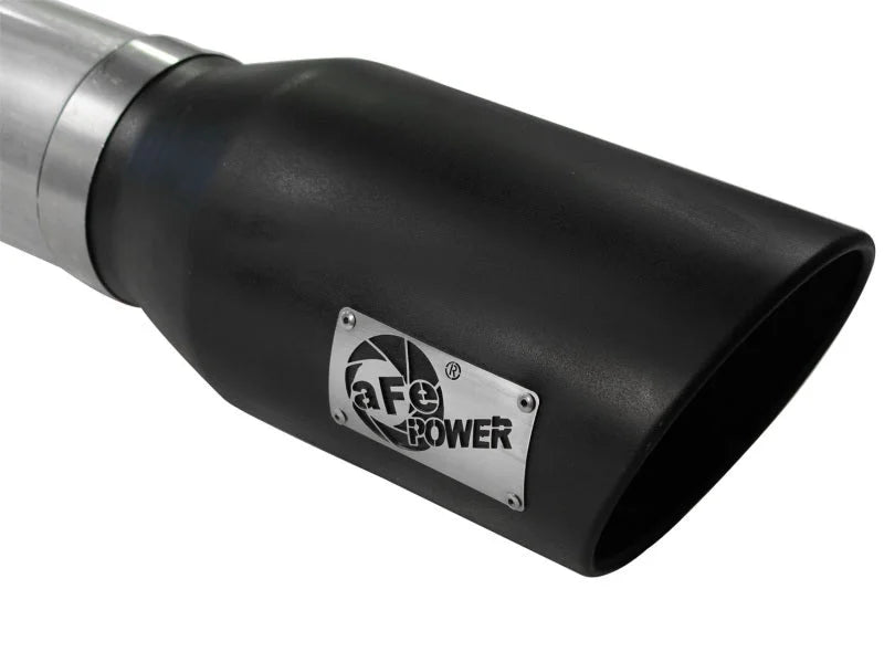 aFe Atlas Exhausts 5in DPF-Back Aluminized Steel Exhaust Sys 2015 Ford Diesel V8 6.7L (td) Black Tip - Side View