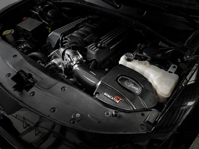 aFe Black Series Carbon Fiber CAIS w/PDS Filter 11-19 Dodge Challenger/Charger SRT8 V8-6.4L - Side View
