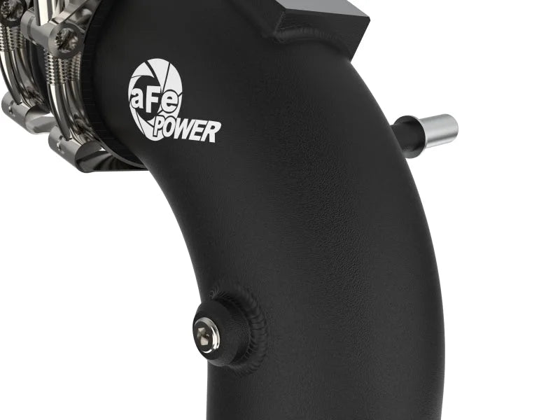 aFe BladeRunner 21-22 Ford F-150 Ecoboost V6-3.5L(tt) Aluminum Hot and Cold Charge Pipe Kit Black - Back View