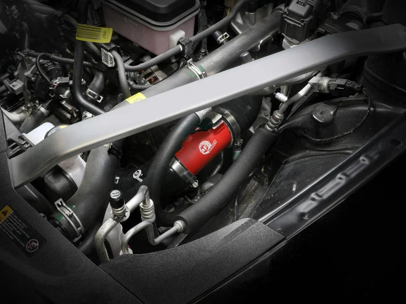aFe BladeRunner 22-23 Kia Stinger L4-2.5L (t) Aluminum Hot and Cold Charge Pipe Kit - Red - Side View