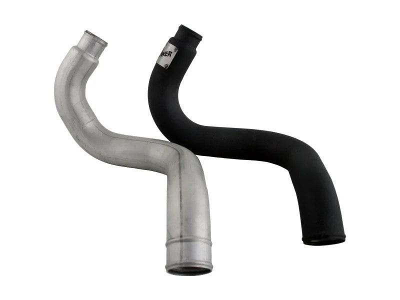 aFe BladeRunner 3in Black Intercooler Hot Cold Side Tubes Combo 02-04 GM Diesel Trucks 6.6L V8 (td) - Installation View