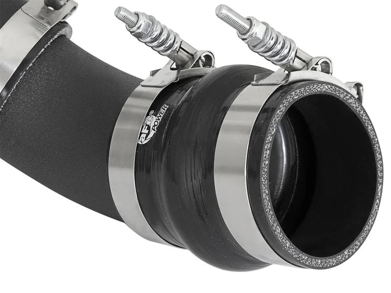 aFe BladeRunner 3in/3-1/2in Black Intercooler Tubes Hot/Cold 2017 GM Diesel Trucks V8 6.6L (td) L5P - Back View