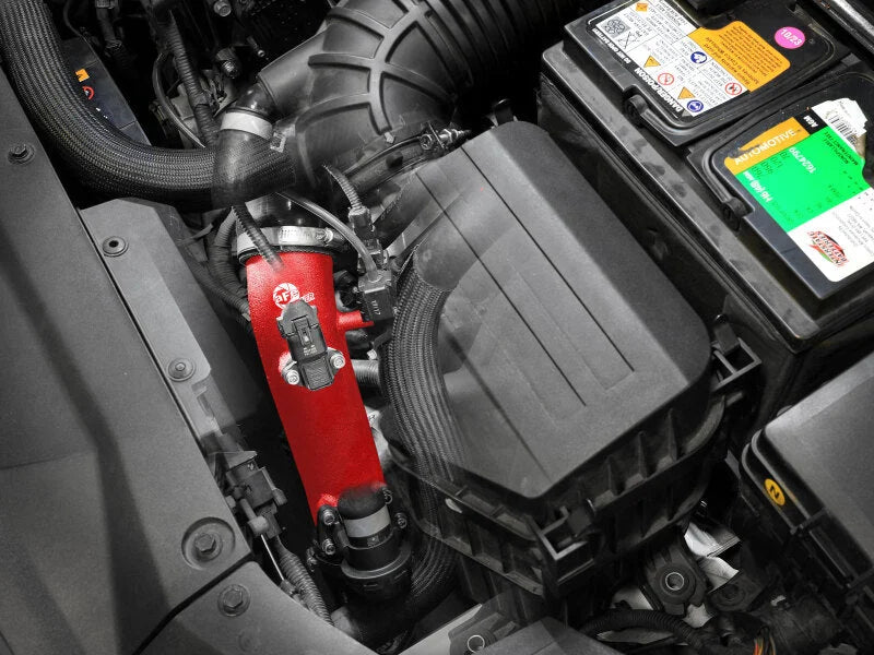 aFe BladeRunner Aluminum Hot & Cold Charge Pipe Kit - Red fits Hyundai Veloster / 2019-2022 Hyundai Veloster N - Side View