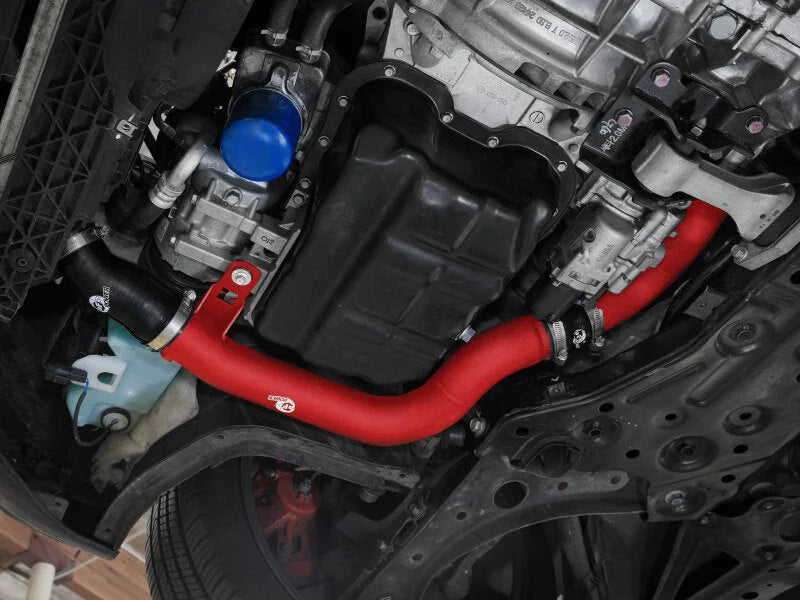 aFe BladeRunner Aluminum Hot & Cold Charge Pipe Kit - Red fits Hyundai Veloster / 2019-2022 Hyundai Veloster N - Back View
