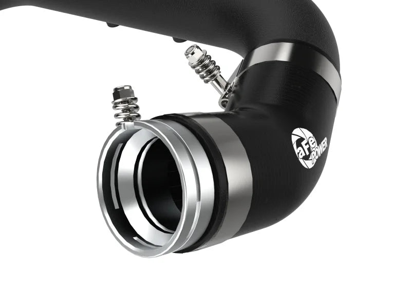 aFe BladeRunner Black 2-3/4in Aluminum Charge Pipe 2021 Toyota Supra GR (A90) I4-2.0L (t) B48 - Back View