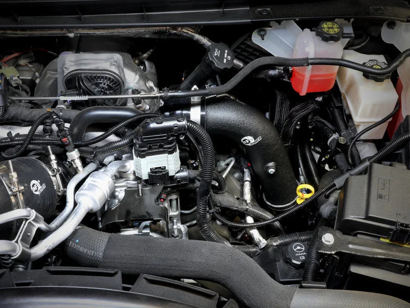aFe BladeRunner Black 3in Aluminum Charge Pipe Kit 20-21 GM Diesel Trucks V8-6.6L (td) L5P - Side View