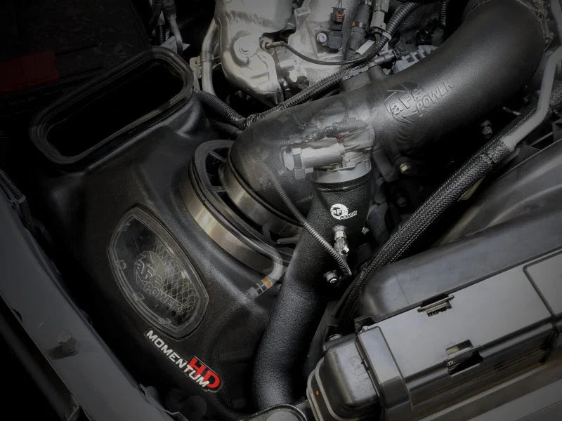 aFe BladeRunner Black 3in Aluminum Charge Pipe Kit 20-21 GM Diesel Trucks V8-6.6L (td) L5P - Back View