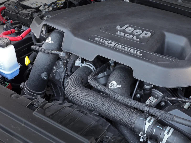 aFe BladeRunner Black 3in Intercooler Hot & Cold Side Pipe Kit 20-21 Jeep Wrangler V6-3.0L (td) - Side View