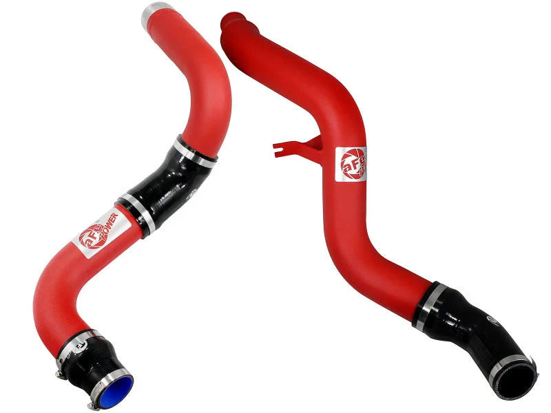 aFe Bladerunner 3in Red Intercooler Hot and Cold Side Tubes 14-15 Dodge Ram 1500 EcoDiesel V6 3.0L - Back View