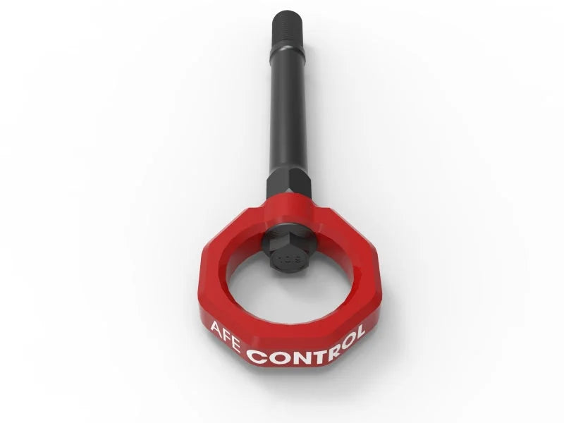 aFe CONTROL Front Tow Hook Red - Installation View