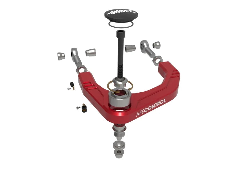 aFe Control 05-23 Toyota Tacoma Upper Control Arms - Red Anodized Billet Aluminum - Installation View