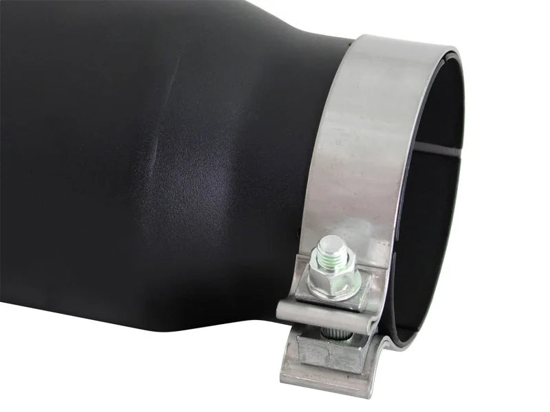 aFe Diesel Exhaust Tip Bolt On Black 4in Inlex x 5in Outlet x 15in - Side View