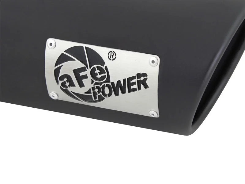 aFe Diesel Exhaust Tip Bolt On Black 4in Inlex x 5in Outlet x 15in - Installation View