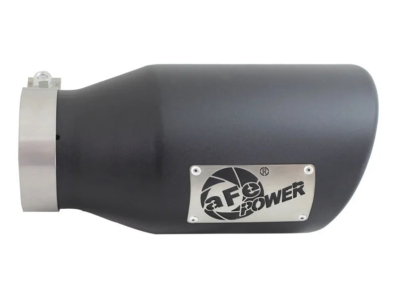 aFe Diesel Exhaust Tip Bolt On Black 4in Inlex x 6in Outlet x 12in - Back View