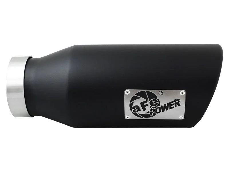 aFe Diesel Exhaust Tip Bolt On Black 4in Inlex x 6in Outlet x 15in - Side View