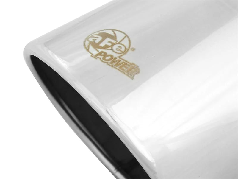 aFe Diesel Exhaust Tip Bolt On Polished 4in Inlet x 6in Outlet x 12in Length - Side View