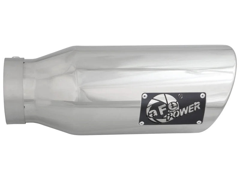 aFe Diesel Exhaust Tip Bolt On Polished 4in Inlet x 6in Outlet x 15in Long - Back View
