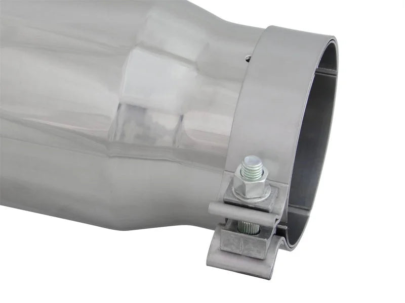 aFe Diesel Exhaust Tip Bolt On Polished 4in Inlex x 5in Outlet x 15in - Side View