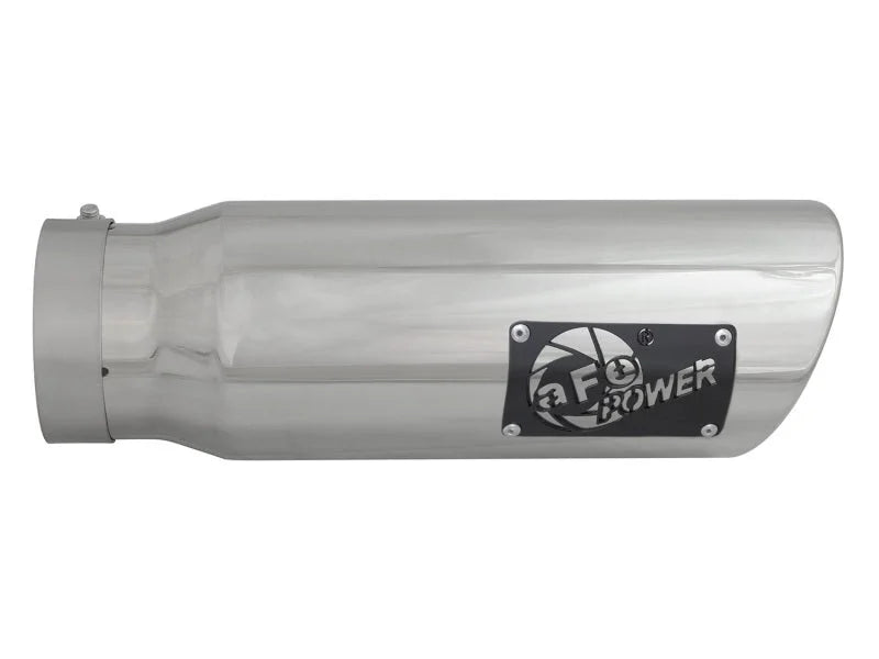aFe Diesel Exhaust Tip Bolt On Polished 4in Inlex x 5in Outlet x 15in - Installation View
