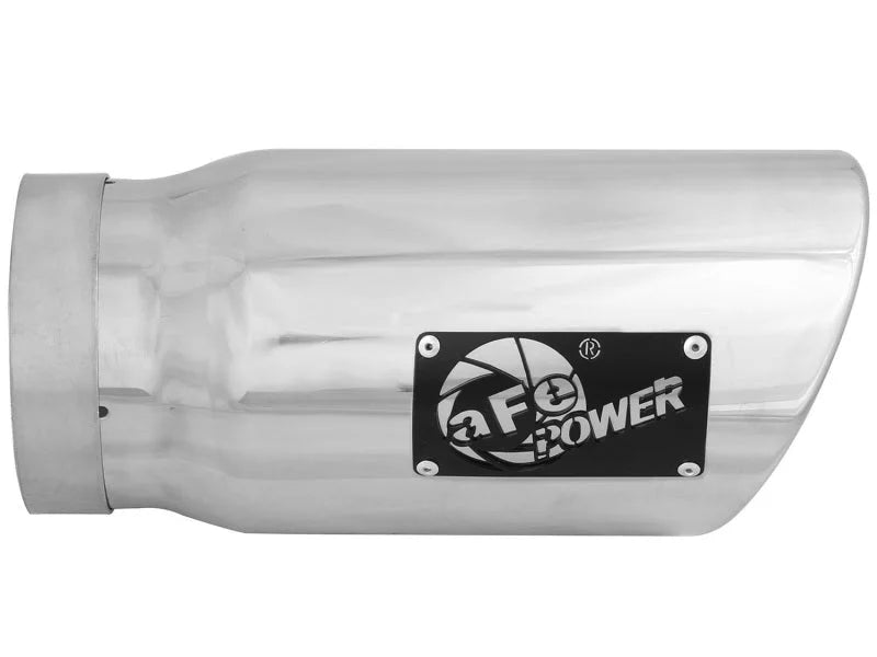 aFe Diesel Exhaust Tip Bolt On Polished 5in Inlet x 6in Outlet x 12in Long - Side View