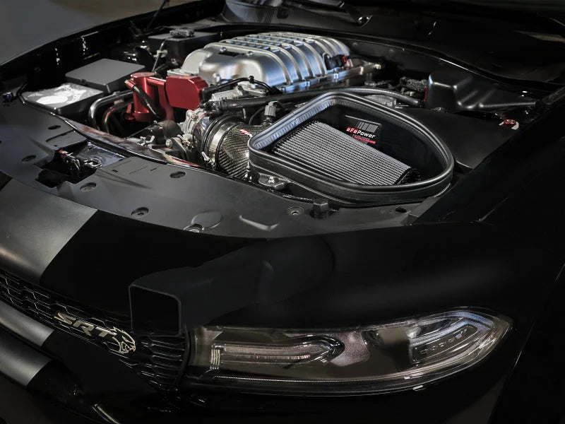 aFe Dodge Charger SRT Hellcat Redeye 21-23 V8-6.2L Track Series Stage-2 Carbon Fiber Intake System - Side View