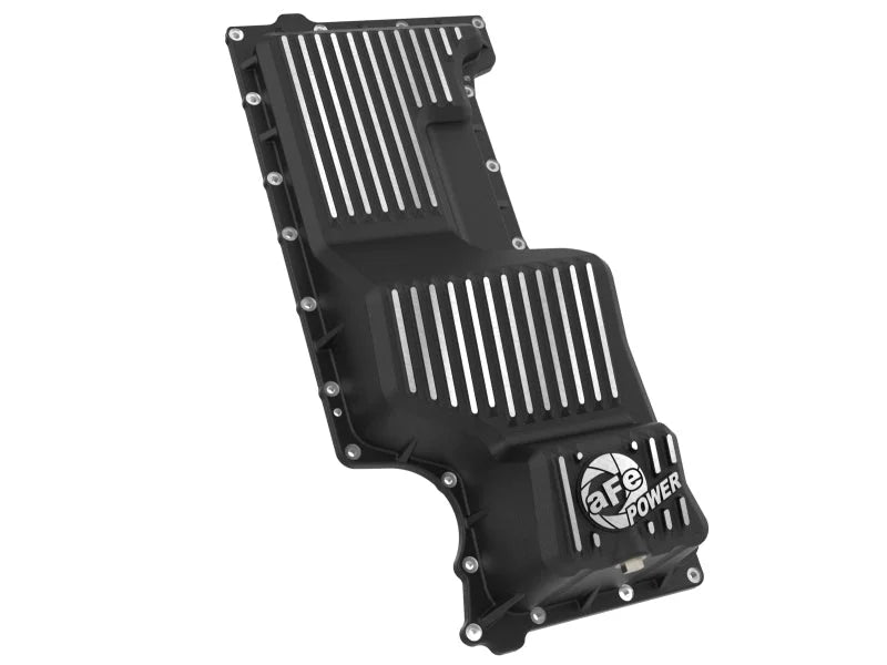 aFe Engine Oil Pan Black w/ Machined Fins fits 2021-2024 Cadillac Escalade Luxury / 2021-2024 Cadillac Escalade ESV / 2020...