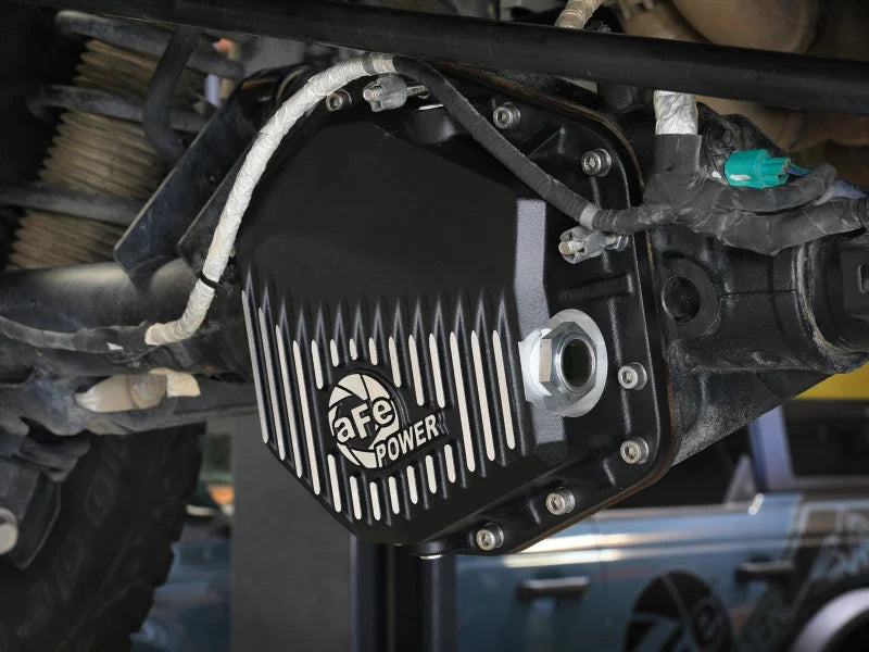 aFe Ford Bronco Raptor 22-25 V6-3.0L POWER Pro Series Rear Differential Cover Black w/ Machined Fins - Side View