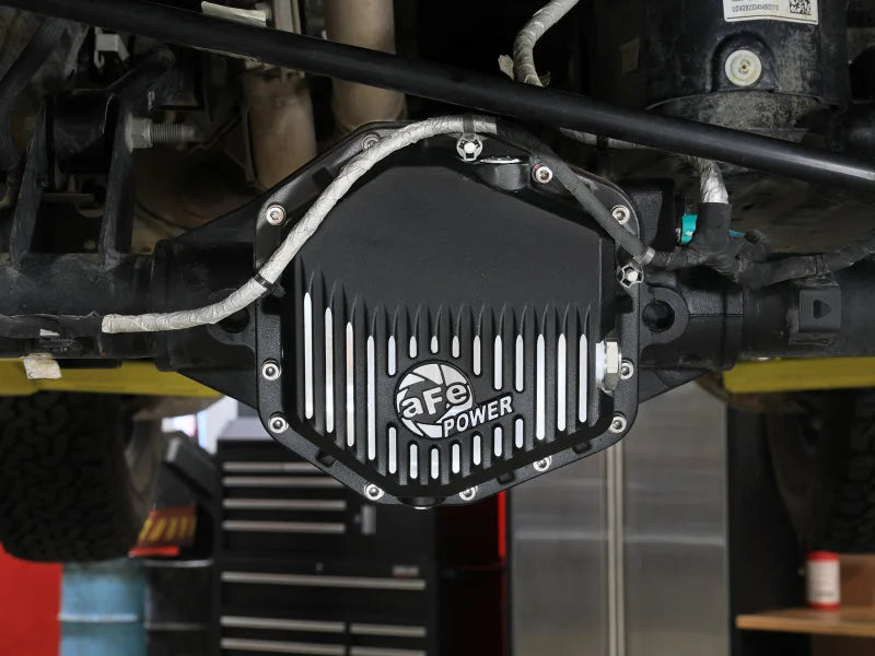 aFe Ford Bronco Raptor 22-25 V6-3.0L POWER Pro Series Rear Differential Cover Black w/ Machined Fins - Back View