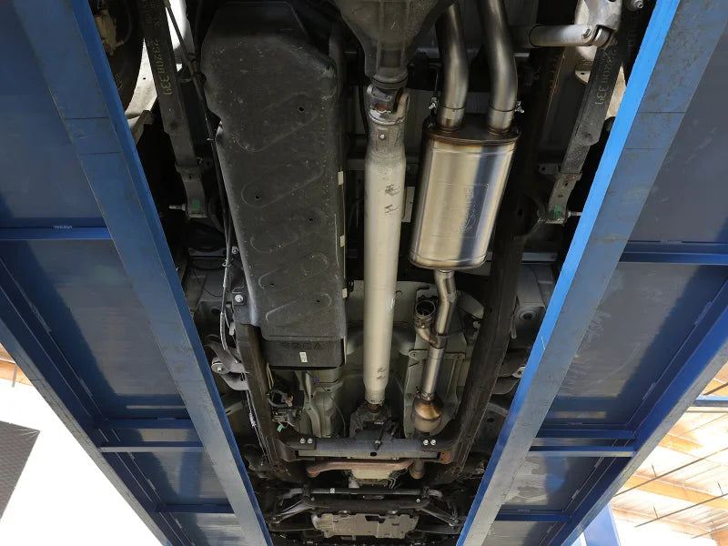 aFe Gemini XV 3in 304 SS Cat-Back Exhaust 09-18 GM Trucks V6-4.3/V8-4.8/5.3L w/ Black Tips - Back View