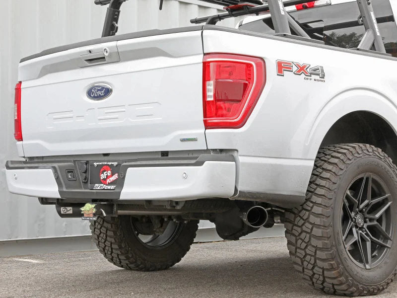 aFe Gemini XV 3in 304 SS Cat-Back Exhaust 2021 Ford F-150 V6 2.7L/3.5L (tt)/V8 5.0L w/ CO Black Tips - Installation View