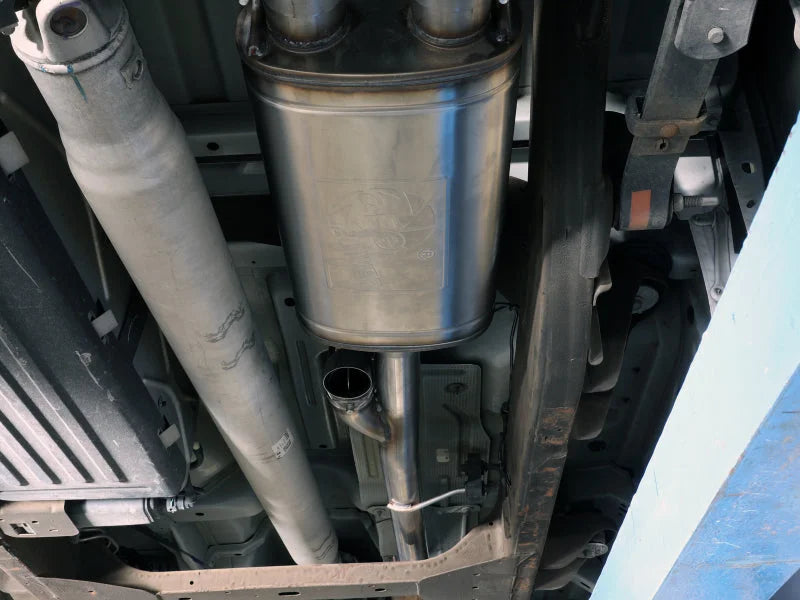 aFe Gemini XV 3in 304 SS Cat-Back Exhaust w/ Cutout 14-19 GM Trucks 4.3L/5.3L w/ Black Tips - Side View