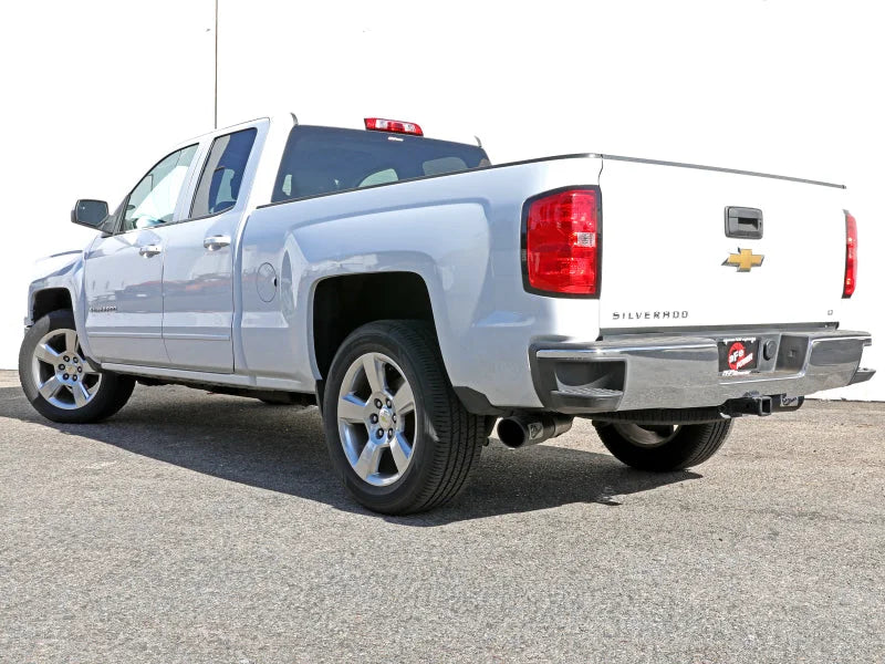 aFe Gemini XV 3in 304 SS Cat-Back Exhaust w/ Cutout 14-19 GM Trucks 4.3L/5.3L w/ Black Tips - Installation View