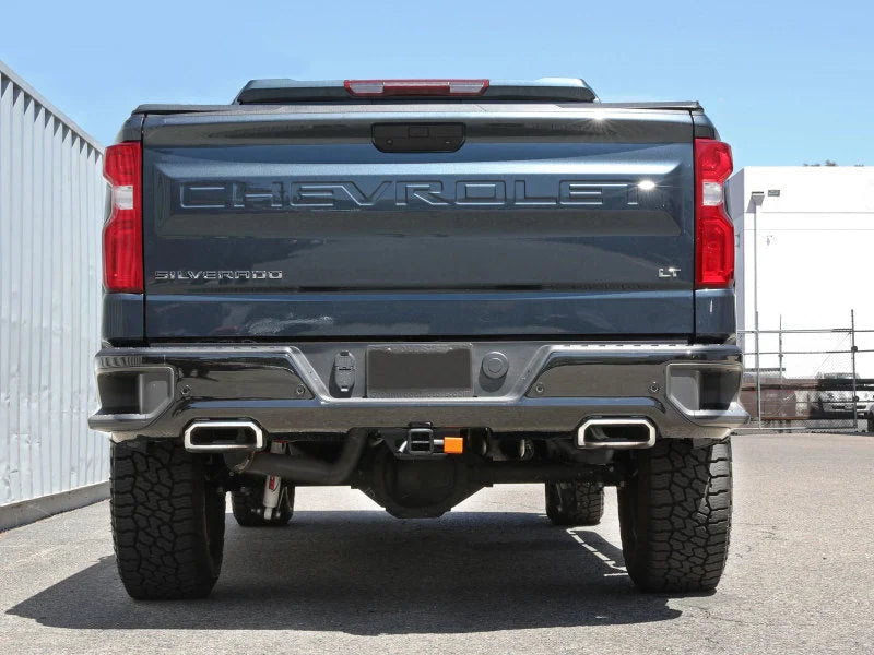 aFe Gemini XV 3in 304 SS Cat-Back Exhaust w/ Cutout 19-21 GM Silverado/Sierra 1500 V8 - Installation View