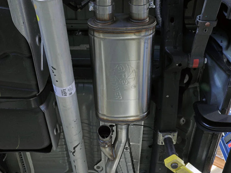 aFe Gemini XV 3in 304 SS Cat-Back Exhaust w/ Cutout 19-21 GM Silverado/Sierra 1500 V8- w/ Black Tips - Back View