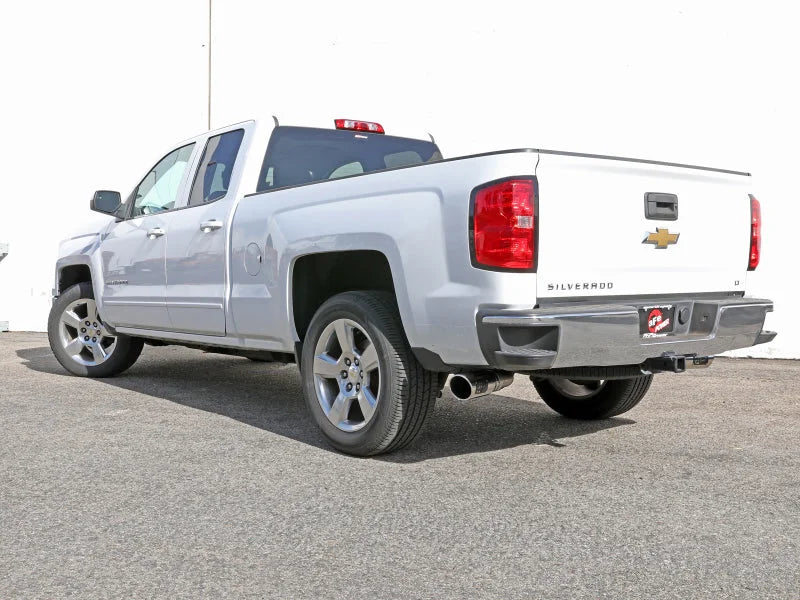 aFe Gemini XV 3in 304SS CB Exhaust w/ Cutout 14-19 GM Trucks 4.3/5.3L w/ Pol Tips - CrewCab/Extended - Installation View